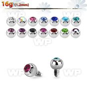 8c4z 3mm press fit 316l steel jewel ball shaped dermal top for belly piercing