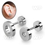 8da1 high polish surgical steel fake cheater flesh tunnel sol ear lobe piercing