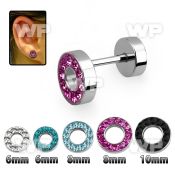 8dd surgical steel fake cheater flesh tunnel ferido glued mul ear lobe piercing