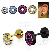 8dra16 ion plated surgical steel fake cheater flesh tunnel cryst ear lobe piercing