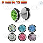8mad6 steel fake plug ferido glued multi crystal on front o r belly piercing
