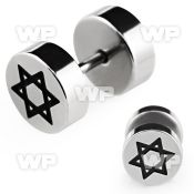 8met steel fake plug laser edged star of david logo on one of belly piercing