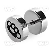 8mey steel fake plug laser edged brass knuckles logo on one belly piercing