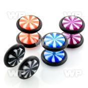 8mqa7 acrylic beach ball themed fake cheater plug double o ring belly piercing