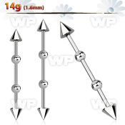 8u13xes 316l steel industrial barbell 1 6mm 5mm cones on both 