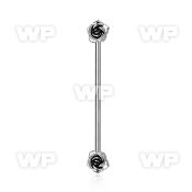 8u13xk9 surgical steel industrial barbell 1 6mm small roses ear lobe piercing