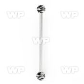 8u1fc surgical steel industrial barbell 1 6mm 5mm black whit 