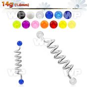 8u1q4s surgical steel industrial coil barbell 1 6mm 5mm uv ball 