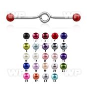 8u4mas 316l steel industrial loop barbell 1 6mm 5mm faux pearl 