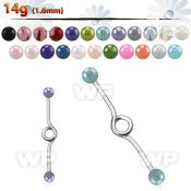 8u4mas 316l steel industrial loop barbell 1 6mm 5mm faux pearl 