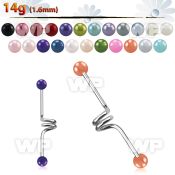 8u6mas surgical steel industrial twister barbell 1 6mm 5mm faux