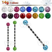 8urads zebra striped ion plated industrial barbell 1 6mm 5mm 