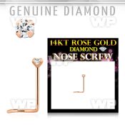 a3614e 14kt rose gold nose screw w 1.5mm clear prong set diamond