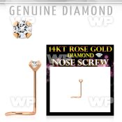 a3614k genuine diamond 14k rose gold nose screw 2mm prong set round diamond