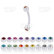 abneajb4 acrylic eyebrow banana w 4mm balls w bezel set crystals