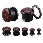 afpp black acrylic screw fit logo plug w red stars