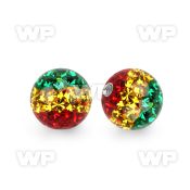 ajdat 8mm ball ferido glued multi crystal rasta color stripes belly piercing