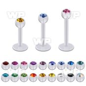 albajb3 bio  flex labret w 3mm ball with bezel set crystal
