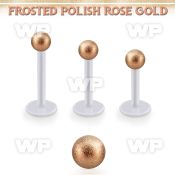 albfott3 bio  flex labret w 3mm rose gold frosted steel ball