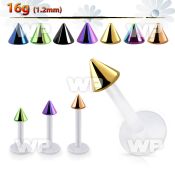 albtcn3 bio  flex labret with 3mm pvd plated steel cone