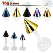 albtcn5 bio  flex labret with 5mm pvd plated steel cone