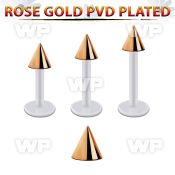 albttcn5 bio  flex labret w 5mm rose gold pvd plated steel cone
