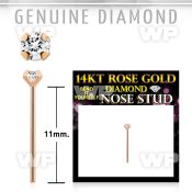 an14k genuine diamond 14k rose gold bend it yourself nose stud 2mm prong set round diamond