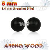 arball8 8mm areng wood ball with a 316l steel 1.6mm threading
