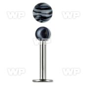 b41fr surgical steel labret stud 1 2mm 3mm black white zebra lower lip piercing