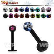 b4267 black ion plated surgical steel internally threaded labre lower lip piercing