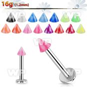 b462uz surgical steel labret stud 1 2mm 3mm uv checkered cone lower lip piercing