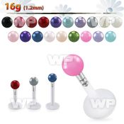 b48maz bio flex labret 1 2mm push in 3mm faux pearl ball lower lip piercing