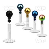 b48r4 bio flex labret stud 1 2mm 3mm push in ion plated steel lower lip piercing