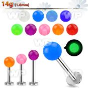 b4ib surgical steel labret stud 1 6mm 5mm glow in the dark lower lip piercing