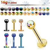 b4r6z ion plated 316 steel labret 1 2mm 3mm press fit jewel lower lip piercing