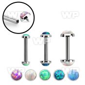 bbe2oin internally threaded steel barbel w synthetic opal tops