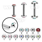 bbefrbin internally threaded steel barbel flat multi crystal dot