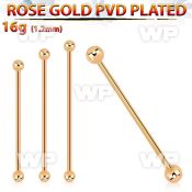 bbeittb rose gold steel industrial barbell w 2 4mm balls