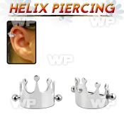 bber65 316l steel cartilage piercing crown w two 3mm balls
