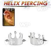 bber66 316l steel cartilage piercing crown w two 3mm cones