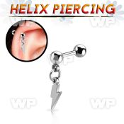 bber79 316l steel helix barbell w 4mm balls lightning symbol