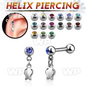 bber83 steel helix barbell 16g w 4mm jewel balls w tulip