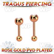 bbertt35 rose gold pvd steel tragus barbell w 4mm jewel ball