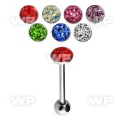 bbfc3x 316l steel tongue barbell with 5 5mm top with crystal