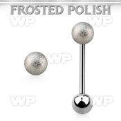 bbfo6 surgical steel tongue barbell w 6mm frosted steel ball