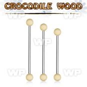 bbincr5 organic industrial barbell w 5mm crocodile wood balls