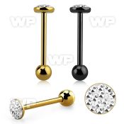 bbmtj9x tongue barbell w 6mm multi crystal top with resin cover