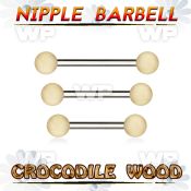 bbnpcr5 organic nipple barbell w two 5mm crocodile wood balls
