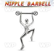 bbnpd7 316l steel nipple barbell w 5mm balls hanging man 