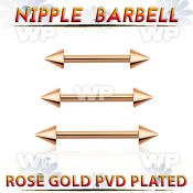 bbnpttcn rose gold steel nipple barbell w 2 4mm cones